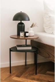 Fekete-sötét natúr színű éjjeliszekrény diófa dekoros asztallappal Tu – noo.ma