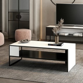 Dohányzóasztal Ejby 42x120x60 cm fehér / fekete [en.casa]