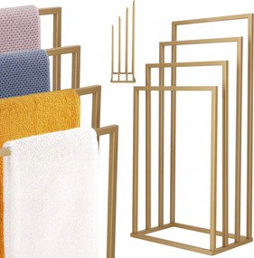 Akasztós Törölközőtartó Álló Fürdőszoba 4 Szintes Fém Loft Arany