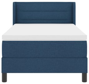 Boxspring ágy matraccal, kék színben, 90 x 200 cm, szövet.
