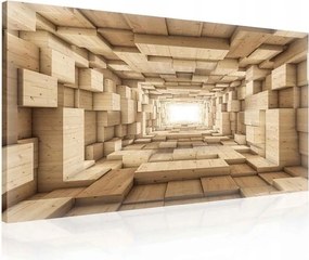 Vászonkép 100x75 Alagút 3D fa blokkok absztrakt geometria perspektíva