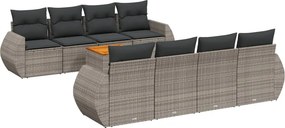 vidaXL 9 részes szürke polyrattan kerti ülőgarnitúra párnákkal