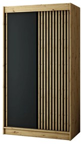 Ruhásszekrény 120 cm Ladonna (artisan tölgy + matt fekete). 1043505