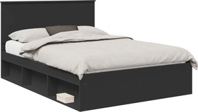 vidaXL Ágykeret fejtámlával Fekete 160 x 200 cm Tömör fenyőfa