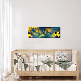 Kép - Sárga pillangó virággal (órával) (90x30 cm)