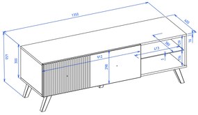 Mazzoni BERLINI 135 1D TV-szekrény Artisan Tölgy/Fekete - BORDÁZOTT ELŐLAPOKKAL