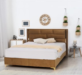 Boxspring ágy 160x200, világosbarna, GOLDBIA