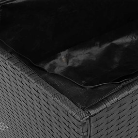 Fekete Polyrattan És Akácfa Kerti Tárolóláda 110 X 55 X 63 Cm