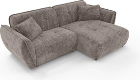Szürkésbarna zsenília sarokkanapé (jobb oldali-heverő résszel) Nelia – Ropez