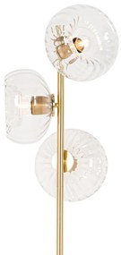Art Deco állólámpa arany üveggel 3-lámpás - Ayesha