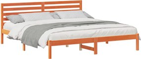 vidaXL Ágykeret fejtámlával Faggyú barna 180 x 200 cm Tömör fenyőfa