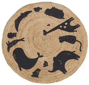 Bézs jutaszőnyeg állatmintával ⌀ 120 cm EARTH Beliani