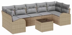 vidaXL Kerti Kanapé Szett párnával tárolóval 8 pcs Barna és szürke