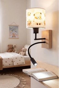BRILAGI - LED Flex. lámpa BOBO WOOD 1xE27/25W/230V + LED/3W tölgy/fekete/fehér/mézszínű