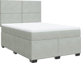 vidaXL világosszürke bársony rugós ágy matraccal 140x200 cm