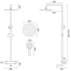 Rea Lungo, zuhanygarnitúra termosztatikus csapteleppel, rózsaszín arany, REA-P6606