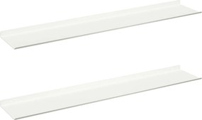 vidaXL Lebegő polc Falra szerelhető 2 pcs Fehér 100 x 18 x 2,5 cm Acél