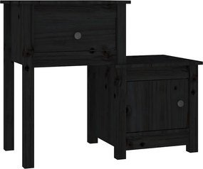 vidaXL 2 darab fekete tömör fenyőfa éjjeliszekrény 79,5 x 38 x 65,5 cm