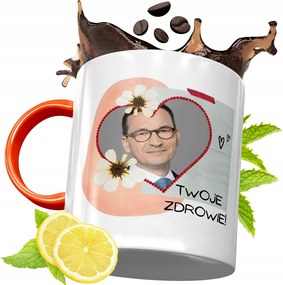 Narancssárga Bögre Mateusz Morawiecki Ajándék fényképes nyomtatással