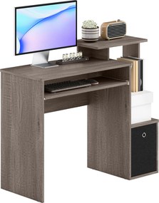 HOMCOM Többfunkciós Számítógép Íróasztal Polcos Csúszó Billentyűzet Tálcával Fekete Részecskelap Szürke | Aosom