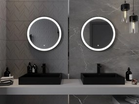 Mexen Esso világított, kerek fürdőszobai tükör, 60 cm, LED 6000K, páramentes, fekete keret - 9825-060-060-611-70