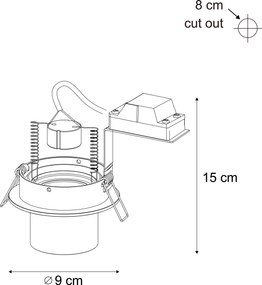 Modern beépíthető spotlámpa, antracit szürke, GU10, 50 mm, kerek, dönthető - Installa