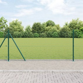 Hegesztett drótkerítés 13 flanged oszloppal Zöld 1x25 m Acél