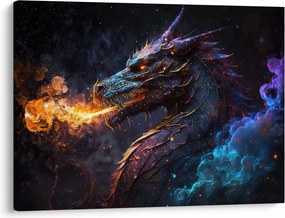 Kép - Lángokat köpködő sárkány (70x50 cm)