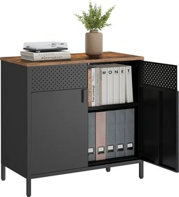 BRIX fém tárolószekrény, 76x80x40cm, fekete/barna SongmicsHome