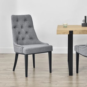 [en.casa] Étkezőszék Chesterfield mintázattal 100 x 53 x 60 cm párnázott szék stabil fémlábak poliészter világosszürke fekete