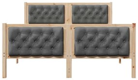 Ágykeret fejtámlával Sötétszürke 150 x 200 cm Tömör fenyőfa