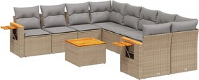 vidaXL 9 részes bézs polyrattan kerti ülőgarnitúra párnákkal
