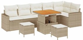 vidaXL Kerti Kanapé Szett párnával 11 pcs Beige és krém polirattan