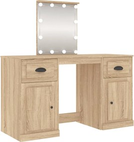 vidaXL sonoma tölgy színű fésülködőasztal LED-del 130 x 50 x 132,5 cm