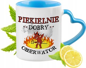 Megfigyelőnek Kék Bögre Szív Alakú Füllel Ajándék