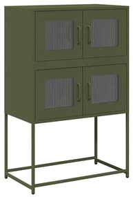 Highboard olívazöld 68x39x107 cm Acél