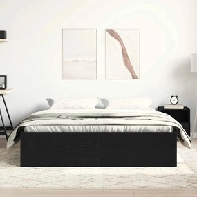 fekete tölgy színű szerelt fa ágykeret matrac nélkül 150x200 cm