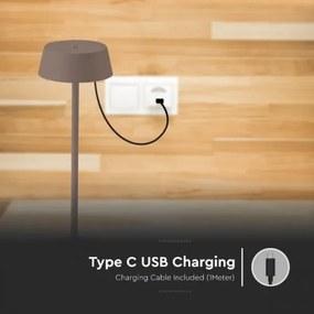 LED Kültéri dimmelhető érintős újratölthető asztali lámpa LED/2W/5V IP54 barna