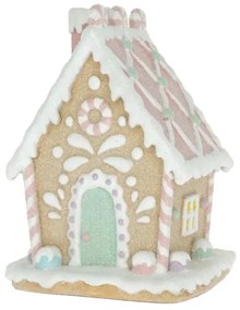 Mézeskalács ház glitteres 11,5x11x18 cm karácsonyi figura dekoráció