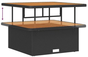11 Darabos Kertkanapé Szett Párnákkal Fekete Poli Rattan Akáccal, 3 Darabos Kert Étkező Szett Párnákkal Fekete Poli Rattan Akáccal