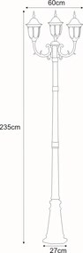 KAJA K-7007A2/3N CZARNY VASCO Fekete Színű Kültéri Állólámpa 3xE27 15W IP44