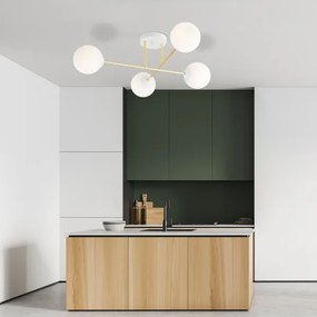 Csillár rúdon  MAGNUM 4xE14/10W/230V fehér/arany