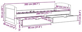 Napozóágy 2 fiókkal matrac nélkül IRUN Fekete 90x200 cm