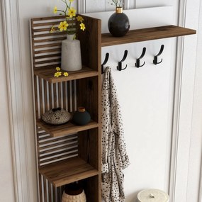 Viyana Walnut and, White fiókos szekrény cipővel és polcokkal