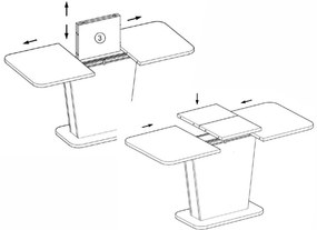 Nevio bővíthető étkezőasztal tölgy/fekete 125-170 cm