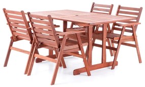 Lonzo kerti asztalkészlet - 4 üléses, barna