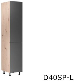 GLENA D40SP magas konyhaszekrény, 40x212x58, tölgy artisan/szürke, bal