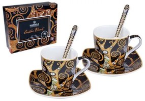 Klimt porcelán eszpresszó kávés csésze szett díszdobozban Életfa