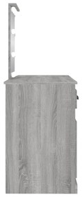 szürke sonoma színű fésülködőasztal LED-del 130x50x132,5 cm