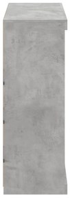 betonszürke tálalószekrény LED-világítással 81 x 37 x 100 cm